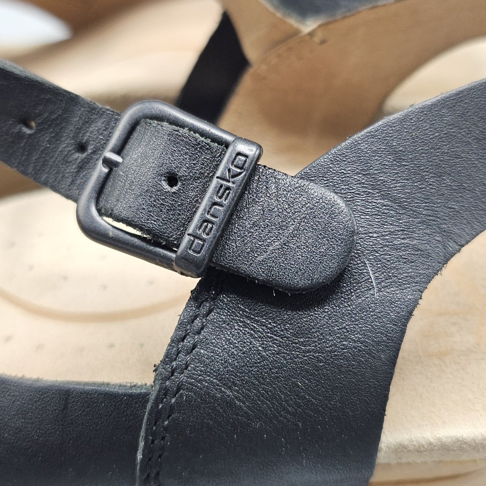 Dansko Tasha Black Leather Slingback Wedge Clog Sandals size 40 Us size 9.5-10 - Picture 5 of 10